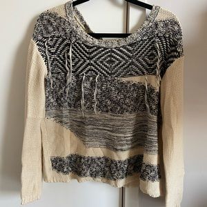 Nordstrom Black and a White Tassel Sweater